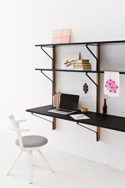 Wall shelves, Kaari wall shelf with  desk REB 010, black - oak, Black