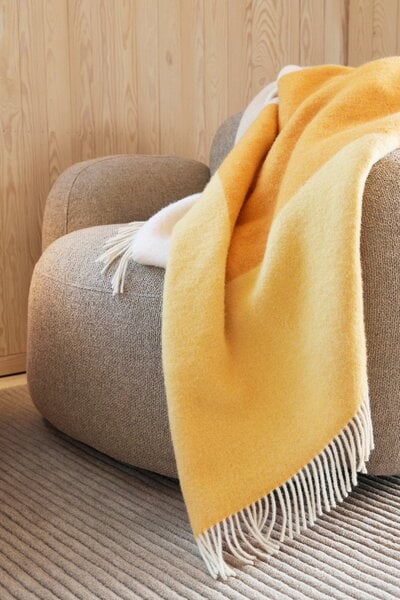 Throws & bed covers, Echo throw, 130 x 170 cm, yellow, White