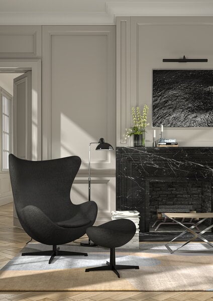Poufs & ottomans, Egg footstool, satin polished aluminium - Re-wool 0198, Black