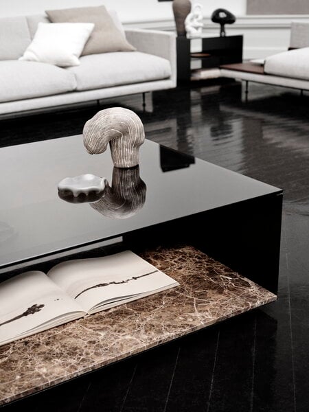 Sohvapöydät, Expose sohvapöytä, keskikokoinen, ruskea lasi-Emperador marmori, Musta
