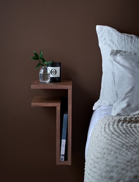 Wall shelves, F-shelf, left, walnut, Natural