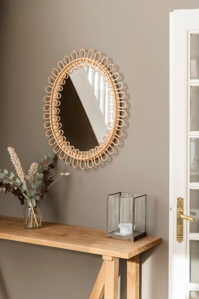 Specchi da parete, Specchio Luella, rattan naturale, Naturale