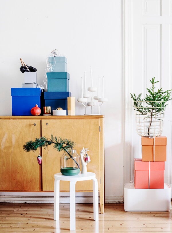 Tabourets, Tabouret Aalto 60, blanc laqué, Blanc