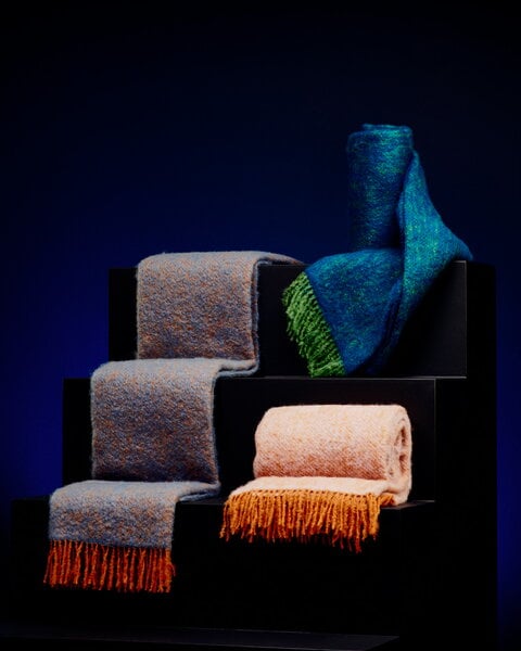 Blankets, Revontuli mohair blanket, rust - denim blue, Blue