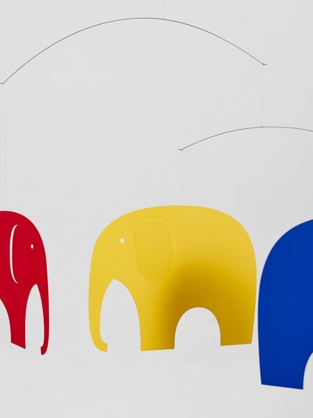 Kids' mobiles, Elephant Party mobile, red - blue - yellow, Multicolour