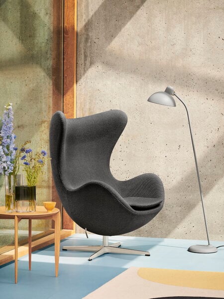 Nojatuolit, Egg tuoli, satiinipinnoitettu alumiini - Re-wool 0198, Musta