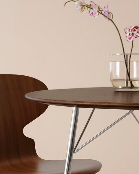 Ruokapöydän tuolit, Ant tuoli 3101, lakattu pähkinä - kromi, Ruskea
