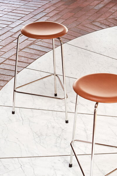 Bar stools & chairs, High Dot bar stool, 76 cm, chrome - walnut brown leather, Brown