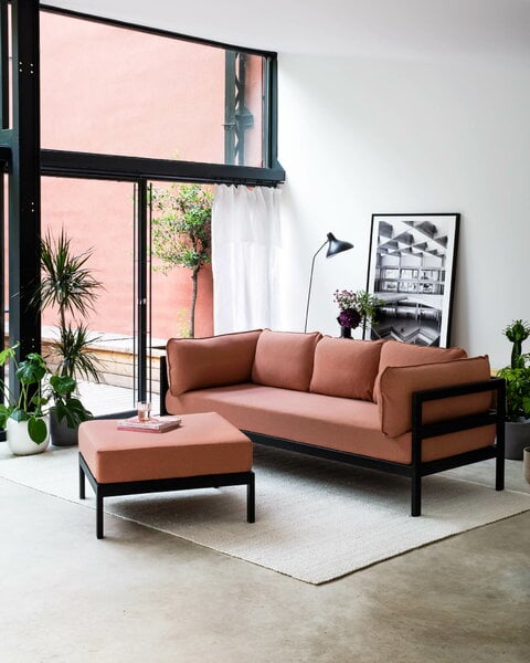 Sohvat ja daybedit, Easy 3-istuttava sohva, musta - vaaleanpunainen, Vaaleanpunainen