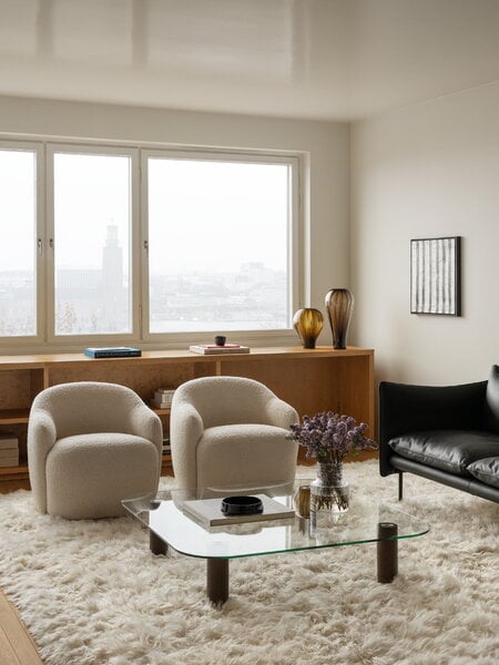 Armchairs & lounge chairs, Barba club chair, lacquered beech - Ivory 001 Karakorum, White