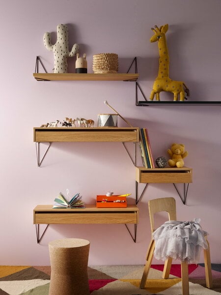 Wall shelves, Pythagoras drawer, L, oak, Natural