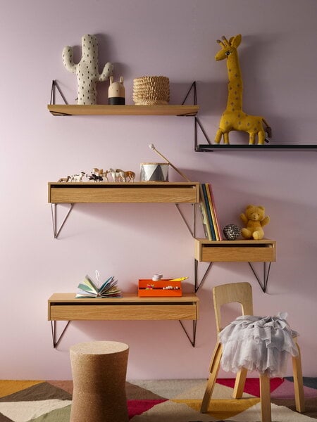 Wall shelves, Pythagoras L shelf, 80 x 27 cm, oak, Natural