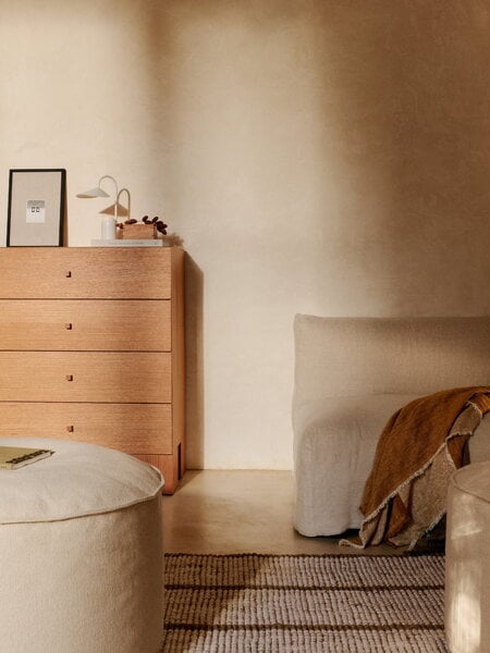 Sideboards och byråer, Kuben, lådor 1x4, natur ekfaner, Naturfärgad