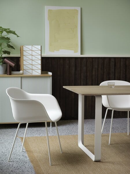 Tavoli da pranzo, Tavolo 70/70, 225 x 90 cm, rovere massello - bianco, Bianco