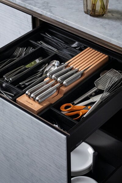 Kitchen knives, Fiskars wooden drawer knife block, Natural