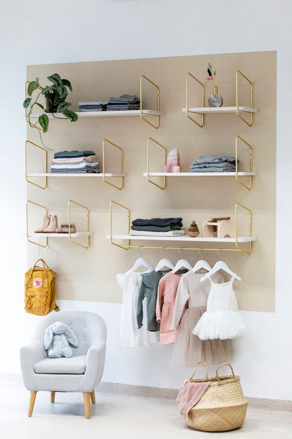 Wall shelves, Urban Nomad shelf L, white - gold, White