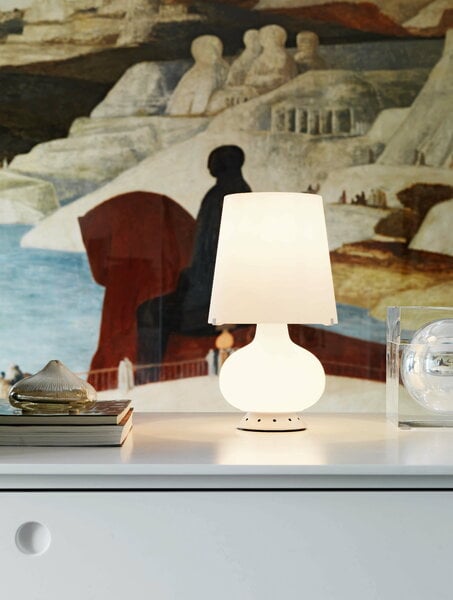 Illuminazione, Lampada da tavolo Fontana 34 cm, Bianco