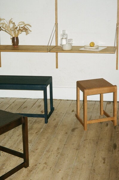 Stools, Low Stool 01, warm brown wood, Natural