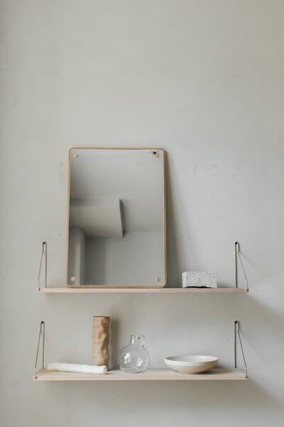 Scaffali da parete, Mensola da parete D27, 60 cm, rovere - acciaio, Argento
