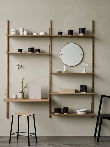 Scaffali da parete, Scaffale da parete e scrivania Shelf Library H1148, rovere oliat, Naturale