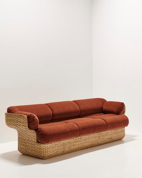 Sofas, Basket 3-seater sofa, rattan - Belsuede Special FR 133, Natural