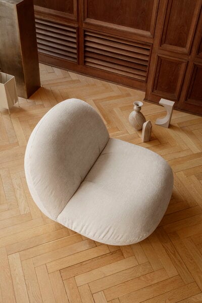 Fauteuils, Fauteuil lounge Pacha, base pivotante, Harp 24 - pearl gold, Blanc