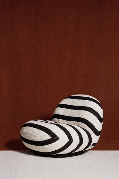 Poltrone, Poltrona Pacha, base girevole, Karakorum Stripe nero & bianco - nero, Bianco