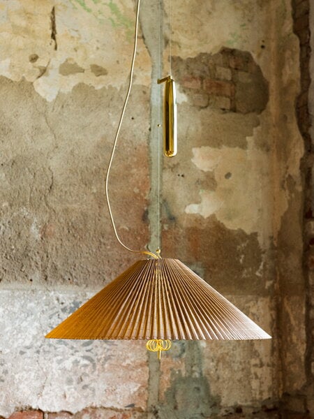 Lampade a sospensione, Lampada a sospensione Tynell A1972, 60 cm, ottone - bambù, Oro