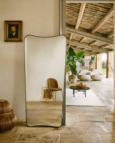 Miroirs muraux, Miroir F.A. 33, 70 x 146 cm, laiton noir, Noir