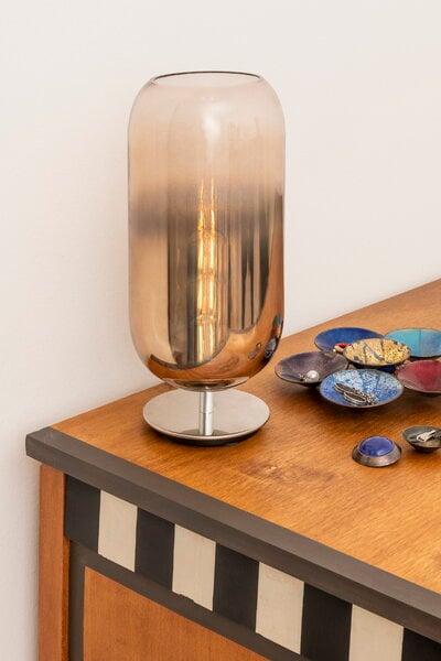 Illuminazione, Lampada da tavolo Gople, bronzo, Rame