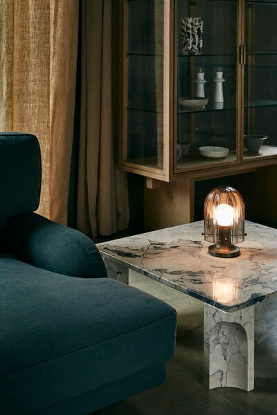Lampade da tavolo, Lampada da tavolo Seine, ottone anticato - fumé, Grigio