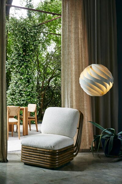 Outdoor lounge chairs, Bohemian 72 lounge chair, rattan - Diagonal Boucle 007, White