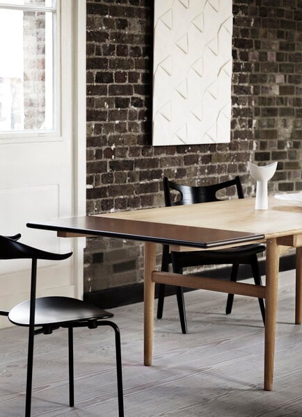 Tables de salle à manger, Rallonge CH327, MDF noir, Noir