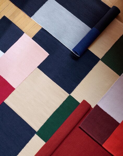 Wool rugs, Ethan Cook Flat Works rug, 170 x 240 cm, Peach green check, Green