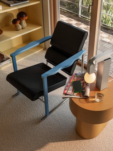 Fauteuils, Fauteuil Experiment 502, bleu - cuir noir, Noir