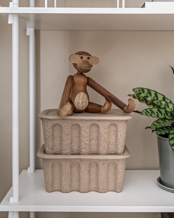 Statuette, Scimmia di legno, piccola, teak, Naturale