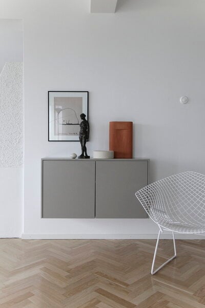 Poltrone, Sedia Bertoia Diamond, bianco - cuscino nero, Nero