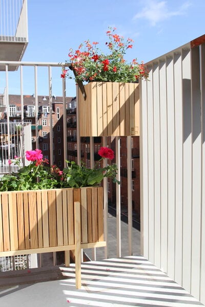 Pots de fleurs et jardinières, Pot GrowON avec lanières en cuir, frêne huilé - cuir brun, Naturel