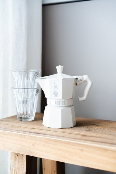 Caffettiere e teiere, Caffettiera Moka Exclusive, 3 tazze, crema, Bianco