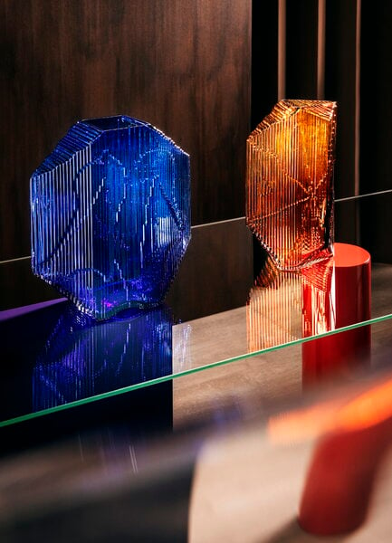 Art glass, Kartta glass sculpture 150 x 320 mm, copper, Brown