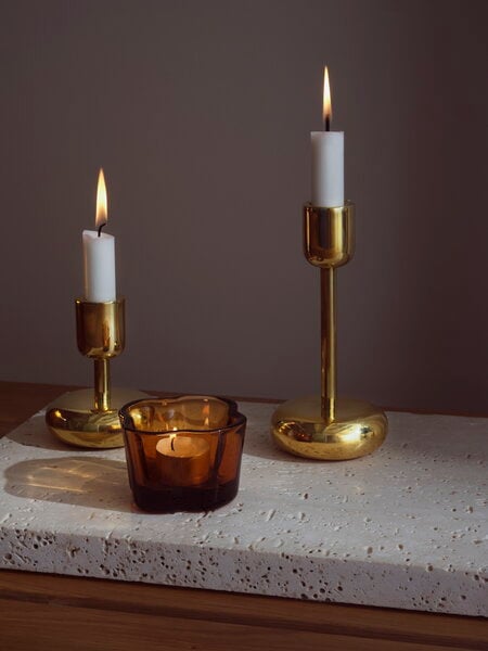 Kynttilänjalat, Nappula kynttilänjalka 107 mm, messinki, Kulta
