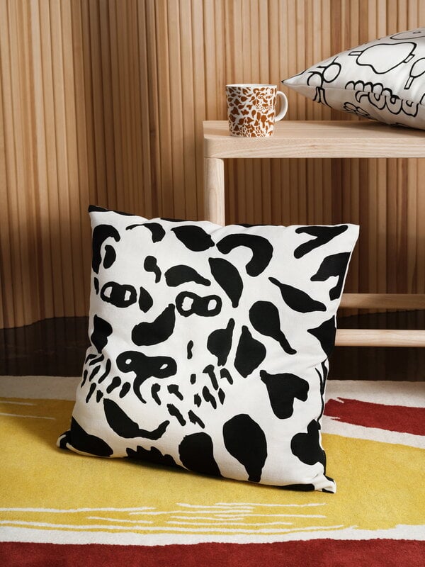 Cushion covers, OTC Cheetah cushion cover, 47 x 47 cm, black - white, White