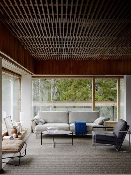 Poufs et repose-pieds, Repose-pieds Bug, cuir cognac Dunes, Noir