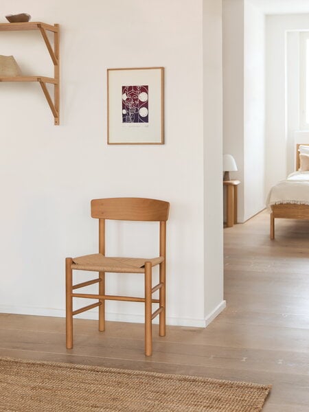 Chaises de salle à manger, Chaise J39 Mogensen, hêtre laqué vintage - cordon de papier, Marron