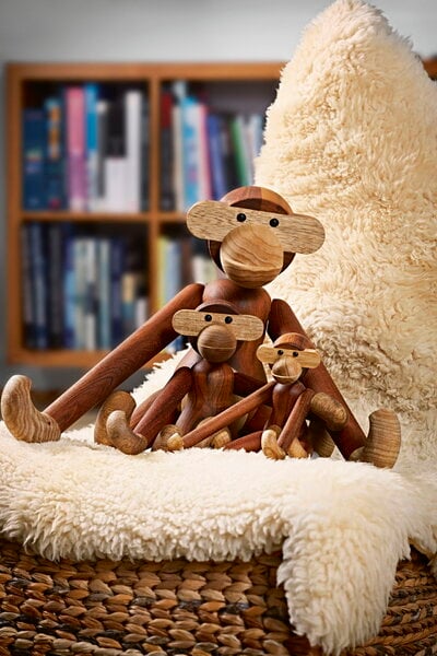 Figuriner, Wooden Monkey, medium, teak, Brun