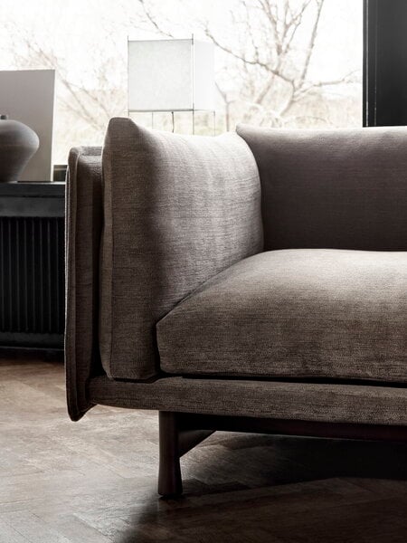 Sofas, Kite 2-seater sofa, black stained oak - Roco 08, Gray