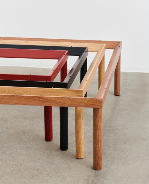 Tables basses, Table Kofi 100 x 100 cm, noyer laqué - verre strié, Marron