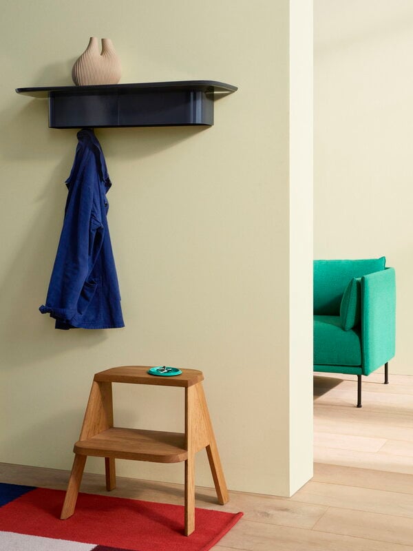 Wall shelves, Korpus shelf L, 7 hooks, midnight blue, Blue