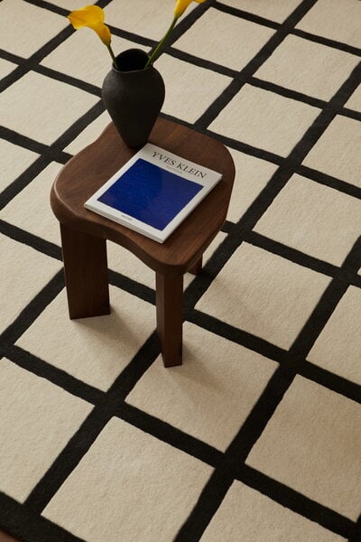 Tapis en laine, Tapis Avenue Checked, noir - blanc, Noir et blanc