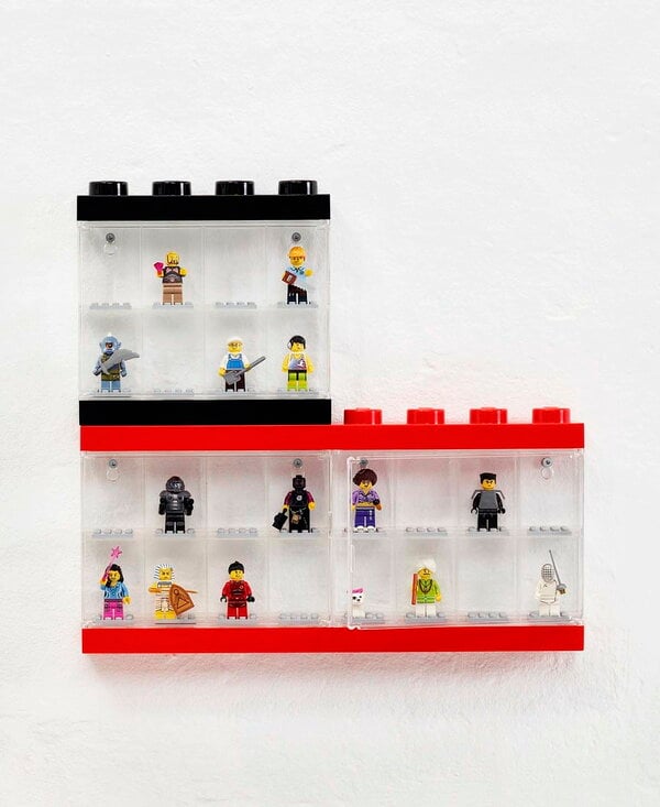 Storage containers, Lego Minifigure Display Case 16, red, Red